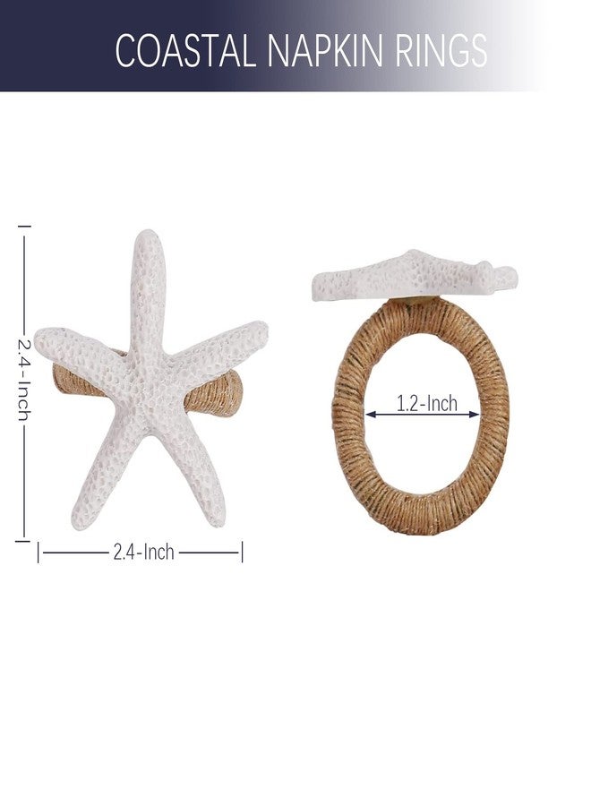 QIAOIDEA Coastal Star Fish Napkin Rings Set of 6, White Sea Starfish Napkin Ring Holder for Beach House, Dining Room Table, Party, Banquet, Birthday, Holiday, Coastal Beach Table Décor - Image 3